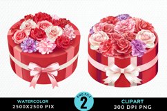 Watercolor Hatbox Flower Graphics Clipart Product Image 1