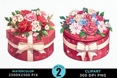 Watercolor Hatbox Flower Graphics Clipart Product Image 1