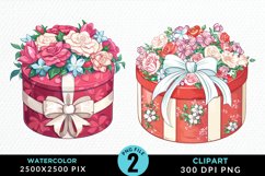Watercolor Hatbox Flower Graphics Clipart Product Image 1