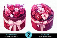 Watercolor Hatbox Flower Graphics Clipart Product Image 1