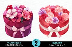 Watercolor Hatbox Flower Graphics Clipart Product Image 1