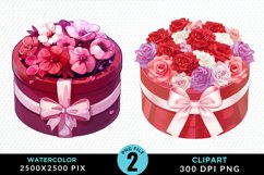 Watercolor Hatbox Flower Graphics Clipart Product Image 1