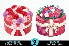 Watercolor Hatbox Flower Graphics Clipart Product Image 1