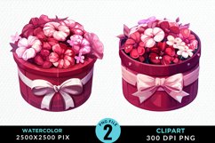 Watercolor Hatbox Flower Design Clipart Product Image 1