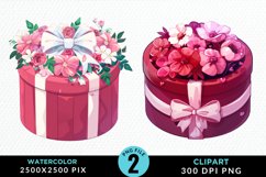 Watercolor Hatbox Flower Graphics Clipart Product Image 1