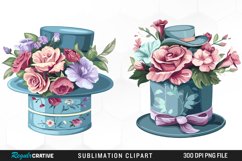 Watercolor Hatbox Flower Clipart Product Image 1
