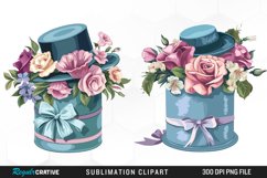 Watercolor Hatbox Flower Art Clipart Product Image 1