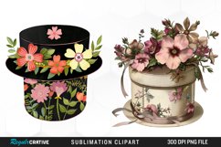 Watercolor Hatbox Flower Clipart Product Image 1