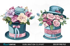 Watercolor Hatbox Flower Clipart Product Image 1
