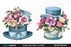 Watercolor Hatbox Flower Art Clipart Product Image 1