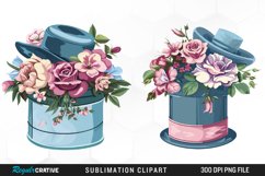 Watercolor Hatbox Flower Clipart Product Image 1