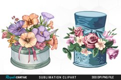 Watercolor Hatbox Flower Clipart Product Image 1