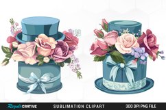 Watercolor Hatbox Flower Clipart Product Image 1