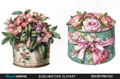 Watercolor Hatbox Flower Clipart Product Image 1