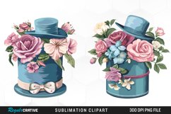 Watercolor Hatbox Flower Clipart Product Image 1