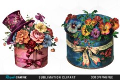 Watercolor Hatbox Flower Clipart Product Image 1