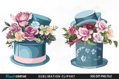 Watercolor Hatbox Flower Clipart Product Image 1