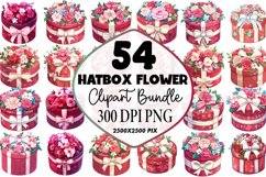 Watercolor Hatbox Flowers Clipart Bundle Product Image 1