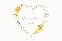 Watercolor Floral Heart Clipart |Valentine Wreath Png Product Image 1