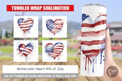 Tumbler Sublimation Wrap Heart 4th of July Product Image 1
