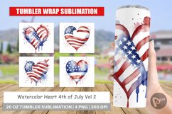 Tumbler Sublimation Wrap Heart 4th of July Product Image 1