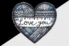 Watercolor heart cozy knitted pattern Love You quote Valentine Day print 20 oz tumbler skinny mug wrap clipart t-shirt sublimation printable design