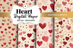 Watercolor Hearts, Seamless Digital Pattern, Romantic Pattern, Valentines Day Pattern, Love Pattern, Wedding Pattern, Digital Scrapbooking Paper, DIY Pattern, Commercial Use Pattern, High Resolution Pattern