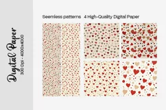 Watercolor Heart Digital Paper Seamless Digital Pattern Product Image 3