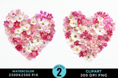Watercolor Heart Flower Wreath Clipart Bundle Product Image 3