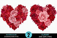Watercolor Heart Flower Wreath Clipart Bundle Product Image 3