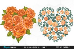 Watercolor Heart Flower Wreath Artwork Clipart Product Image 1