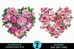 Watercolor Heart Flower Wreath Exquisite Clipart Product Image 1