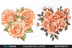 Watercolor Heart Flower Wreath Design Clipart Product Image 1