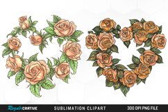 Watercolor Heart Flower Wreath Design Clipart Product Image 1