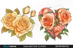 Watercolor Heart Flower Wreath Design Clipart Product Image 1