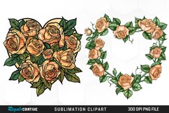 Watercolor Heart Flower Wreath Design Clipart Product Image 1