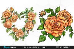 Watercolor Heart Flower Wreath Design Clipart Product Image 1