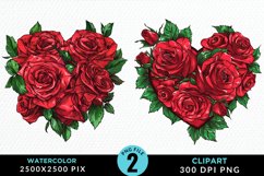 Watercolor Heart Flower Wreath Exquisite Clipart Product Image 1
