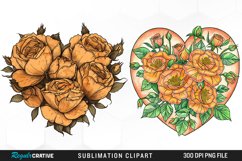 Watercolor Heart Flower Wreath Artwork Clipart Product Image 1