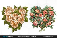 Watercolor Heart Flower Wreath Design Clipart Product Image 1