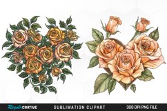 Watercolor Heart Flower Wreath Design Clipart Product Image 1