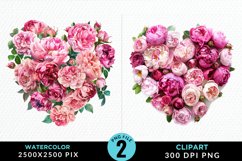Watercolor Heart Flower Wreath Exquisite Clipart Product Image 1
