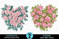 Watercolor Heart Flower Wreath Exquisite Clipart Product Image 1