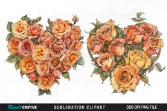 Watercolor Heart Flower Wreath Design Clipart Product Image 1