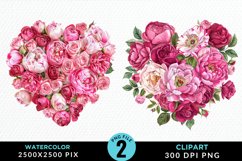 Watercolor Heart Flower Wreath Exquisite Clipart Product Image 1