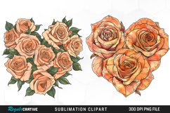 Watercolor Heart Flower Wreath Artwork Clipart Product Image 1