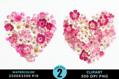 Watercolor Heart Flower Wreath Exquisite Clipart Product Image 1
