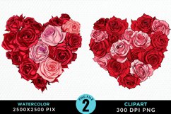 Watercolor Heart Flower Wreath Clipart Bundle Product Image 4