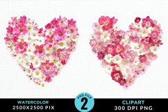 Watercolor Heart Flower Wreath Clipart Bundle Product Image 2