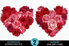 Watercolor Heart Flower Wreath Clipart Bundle Product Image 2